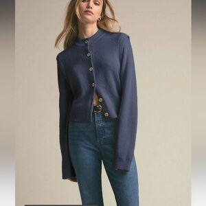 Favorite Daughter varsity cardigan in dark slate grey blue